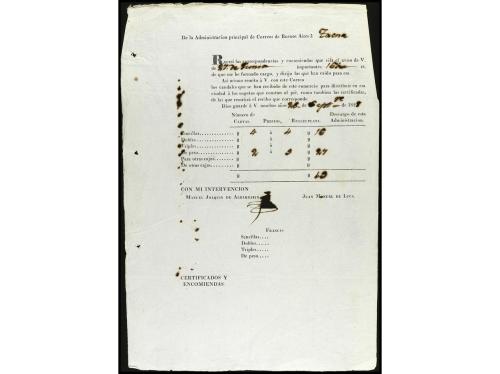 ✉ ARGENTINA. 1826-30. Conjunto de cinco hojas GUIAS DE CORRE