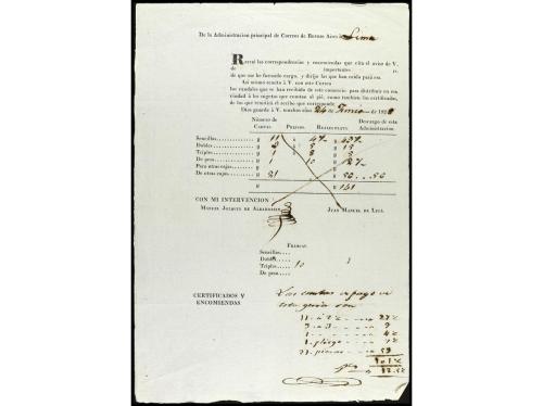 ✉ ARGENTINA. 1826-30. Conjunto de cinco hojas GUIAS DE CORRE