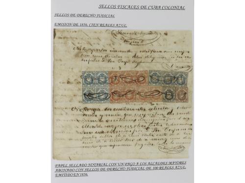 ✉ CUBA. 1854-1899. Colección de DOCUMENTOS con sellos fiscal
