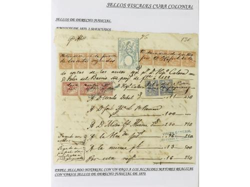 ✉ CUBA. 1854-1899. Colección de DOCUMENTOS con sellos fiscal