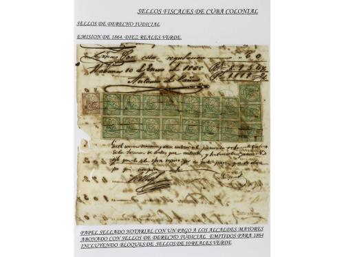 ✉ CUBA. 1854-1899. Colección de DOCUMENTOS con sellos fiscal