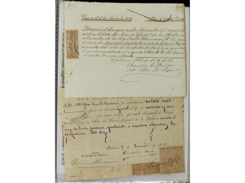 ✉ CUBA. 1854-1899. Colección de DOCUMENTOS con sellos fiscal