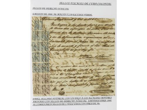 ✉ CUBA. 1854-1899. Colección de DOCUMENTOS con sellos fiscal