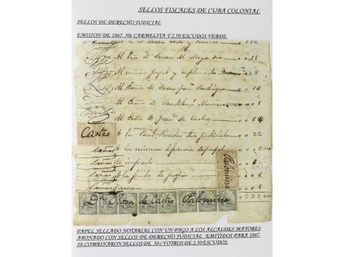 ✉ CUBA. 1854-1899. Colección de DOCUMENTOS con sellos fiscal