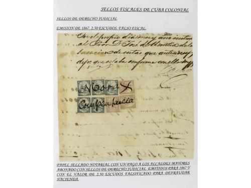 ✉ CUBA. 1854-1899. Colección de DOCUMENTOS con sellos fiscal