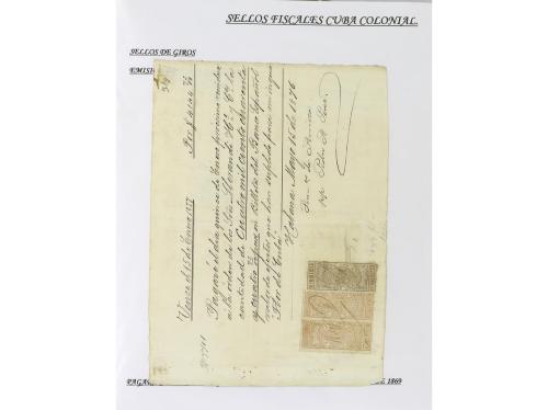 ✉ CUBA. 1854-1899. Colección de DOCUMENTOS con sellos fiscal
