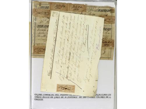 ✉ CUBA. 1854-1899. Colección de DOCUMENTOS con sellos fiscal