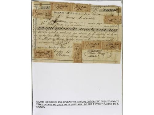 ✉ CUBA. 1854-1899. Colección de DOCUMENTOS con sellos fiscal