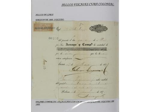 ✉ CUBA. 1854-1899. Colección de DOCUMENTOS con sellos fiscal