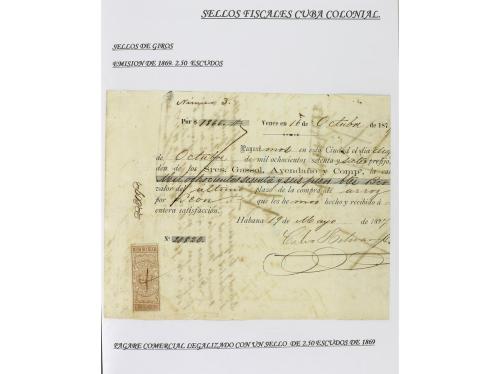 ✉ CUBA. 1854-1899. Colección de DOCUMENTOS con sellos fiscal