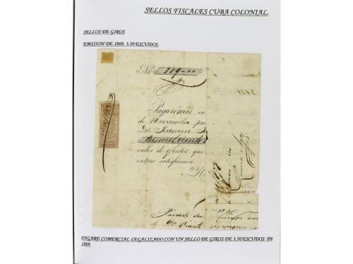 ✉ CUBA. 1854-1899. Colección de DOCUMENTOS con sellos fiscal