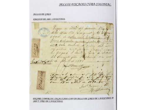 ✉ CUBA. 1854-1899. Colección de DOCUMENTOS con sellos fiscal