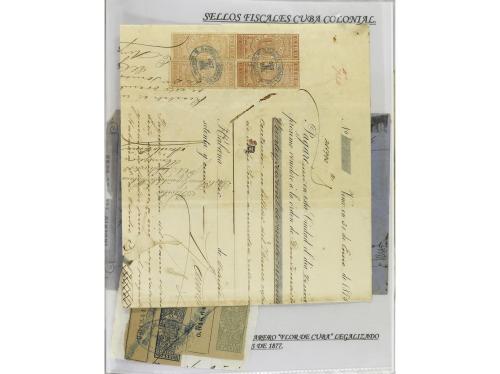 ✉ CUBA. 1854-1899. Colección de DOCUMENTOS con sellos fiscal