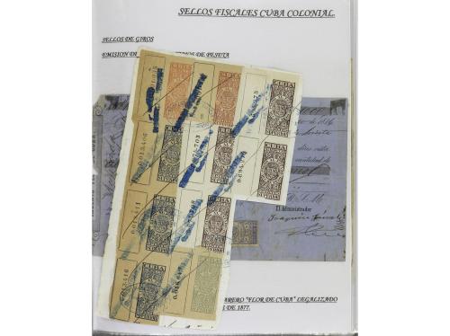 ✉ CUBA. 1854-1899. Colección de DOCUMENTOS con sellos fiscal