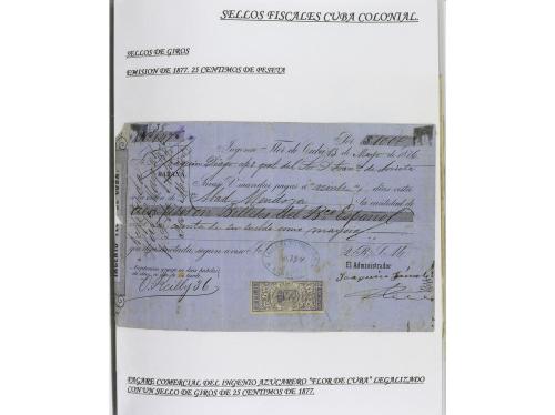 ✉ CUBA. 1854-1899. Colección de DOCUMENTOS con sellos fiscal