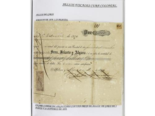 ✉ CUBA. 1854-1899. Colección de DOCUMENTOS con sellos fiscal