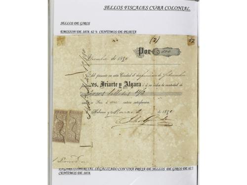 ✉ CUBA. 1854-1899. Colección de DOCUMENTOS con sellos fiscal