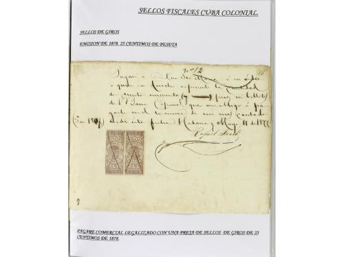 ✉ CUBA. 1854-1899. Colección de DOCUMENTOS con sellos fiscal