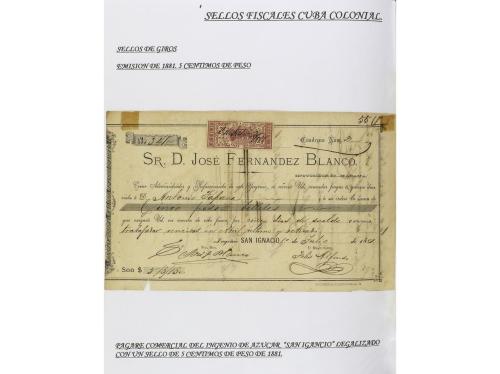 ✉ CUBA. 1854-1899. Colección de DOCUMENTOS con sellos fiscal