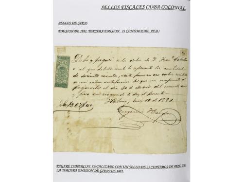 ✉ CUBA. 1854-1899. Colección de DOCUMENTOS con sellos fiscal