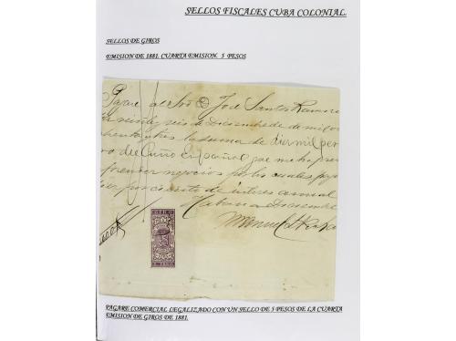 ✉ CUBA. 1854-1899. Colección de DOCUMENTOS con sellos fiscal