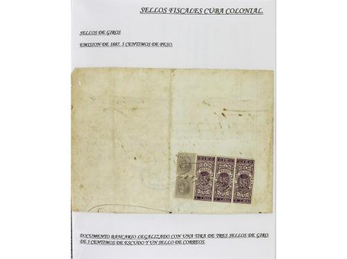 ✉ CUBA. 1854-1899. Colección de DOCUMENTOS con sellos fiscal