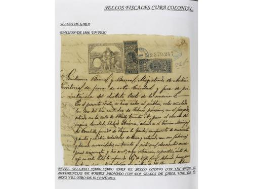 ✉ CUBA. 1854-1899. Colección de DOCUMENTOS con sellos fiscal