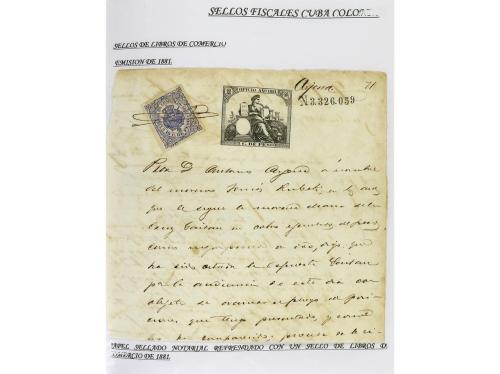 ✉ CUBA. 1854-1899. Colección de DOCUMENTOS con sellos fiscal
