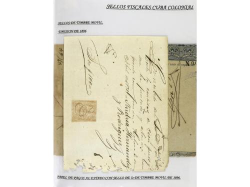 ✉ CUBA. 1854-1899. Colección de DOCUMENTOS con sellos fiscal