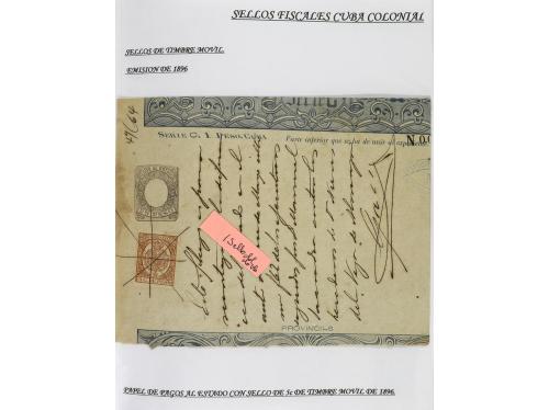 ✉ CUBA. 1854-1899. Colección de DOCUMENTOS con sellos fiscal