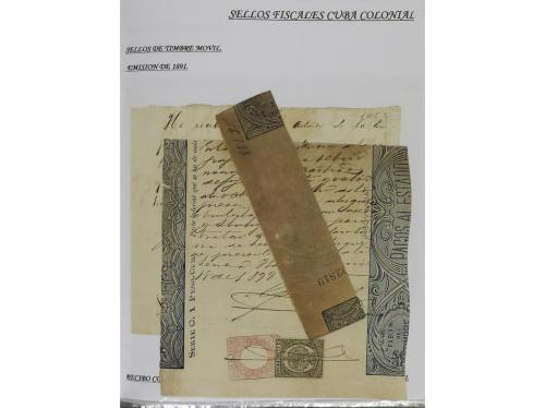 ✉ CUBA. 1854-1899. Colección de DOCUMENTOS con sellos fiscal
