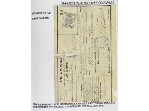 ✉ CUBA. 1854-1899. Colección de DOCUMENTOS con sellos fiscal