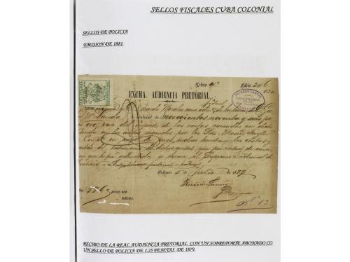 ✉ CUBA. 1854-1899. Colección de DOCUMENTOS con sellos fiscal