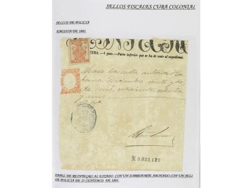 ✉ CUBA. 1854-1899. Colección de DOCUMENTOS con sellos fiscal