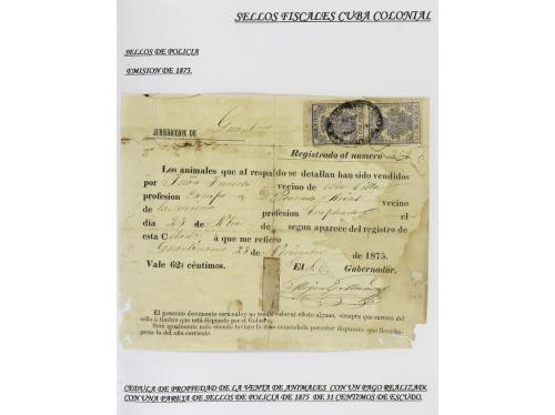 ✉ CUBA. 1854-1899. Colección de DOCUMENTOS con sellos fiscal