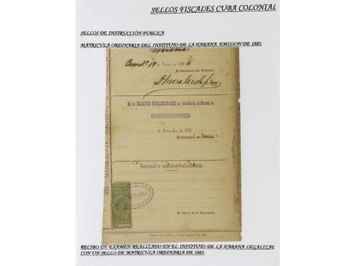 ✉ CUBA. 1854-1899. Colección de DOCUMENTOS con sellos fiscal