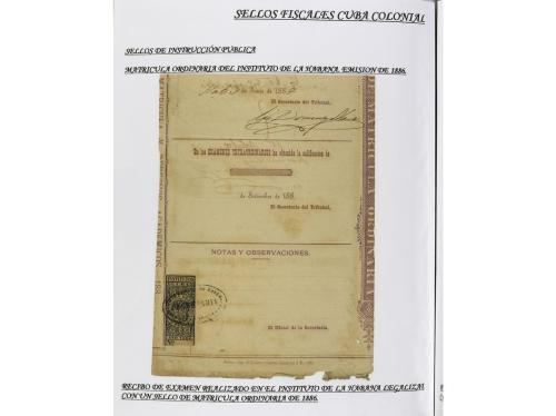 ✉ CUBA. 1854-1899. Colección de DOCUMENTOS con sellos fiscal
