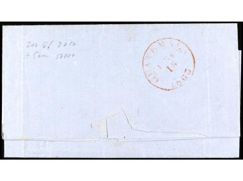 ✉ GUATEMALA. 1863 (15 enero). ANTIGUA a S. SALVADOR. Marca A