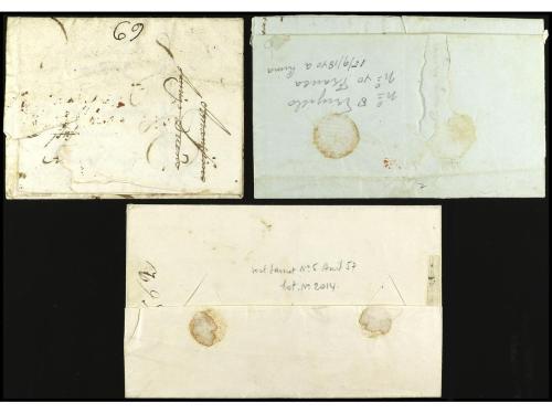 ✉ PERU. 1807-1840. Tres cartas con diversas marcas de TRUJIL