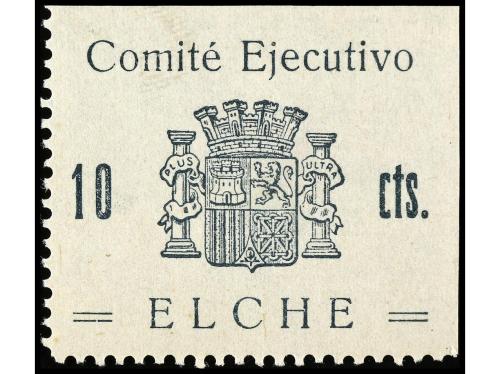 * ESPAÑA GUERRA CIVIL. ELCHE. 5 c. rojo y 10 c. verde. Comit