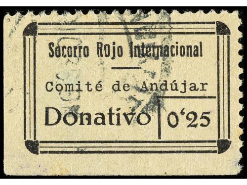 ° ESPAÑA GUERRA CIVIL. ANDÚJAR. 10 c. rosa y 25 c. amarillo.
