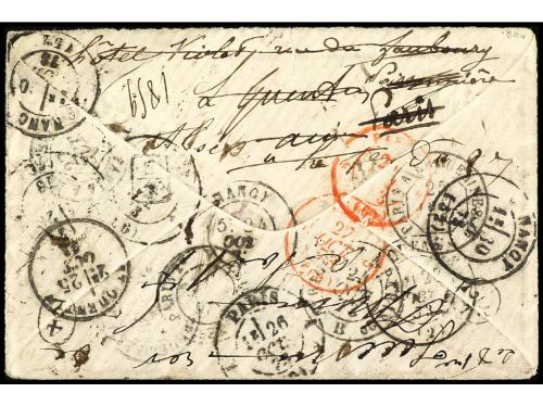 ✉ FRANCIA. Yv. 53, 56 (2), 58. 1873. NANCY. Carta certificad
