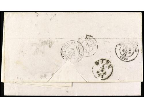 ✉ RUSIA. 1871. S. PETERSBURG a FRANCIA. 3 k., 5 k. y 10 k. (