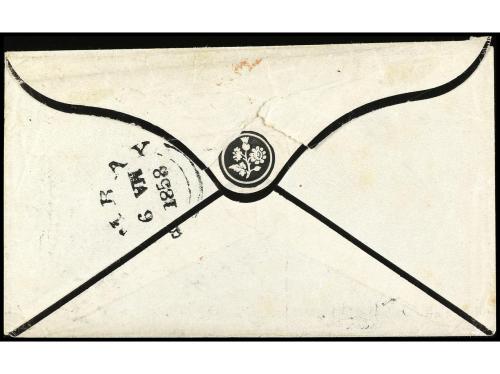 ✉ INDIA INGLESA. 1858. BOMBAY a LONDRES. 1/2 an. azul (2), 1