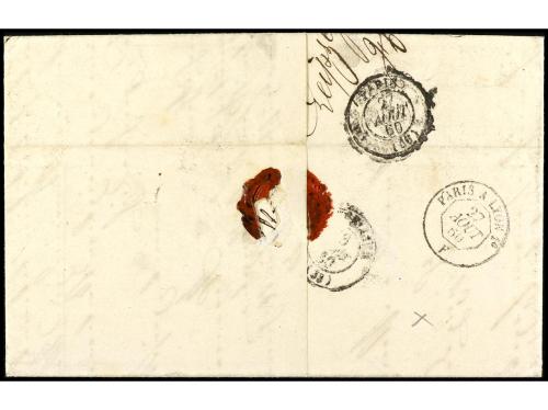 ✉ ALEMANIA ANTIGUOS ESTADOS: SAJONIA. 1860. LEIPZIG a FRANCI