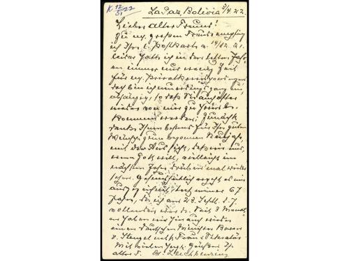 ✉ BOLIVIA. 1917. LA PAZ a ALEMANIA. Entero Postal de 2 ctvos