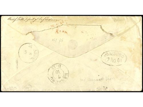 ✉ ESTADOS UNIDOS. 1861. NEW YORK a ALEMANIA. 1 ctvo. azul (5