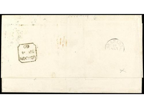 ✉ GRAN BRETAÑA. 1860. LONDON a GRANADA (España). 2 d. azul (
