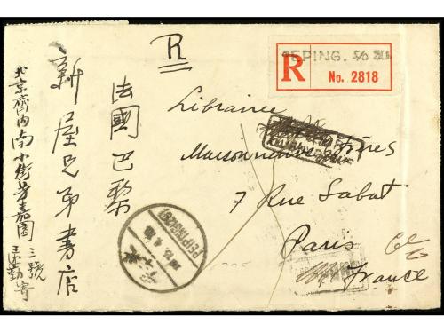 ✉ CHINA. 1930. PEIPING a PARÍS. Carta certificada devuelta a