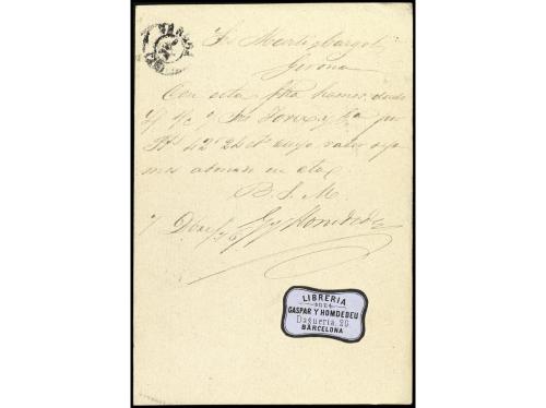 ✉ ESPAÑA. Ed. 183 FP. 1876. BARCELONA a GERONA. Tarjeta Post